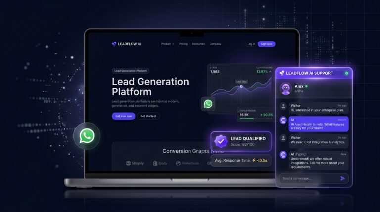 Branded AI Website Chat Support Widget converting web visitors into qualified leads